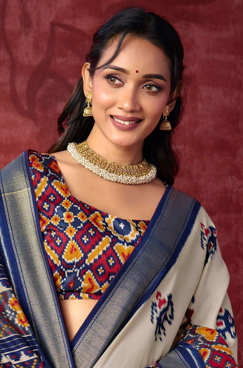 Cream Patola Sarees - SFSA574704