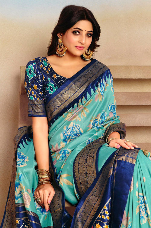 Turquoise Patola Sarees - SFSA574801
