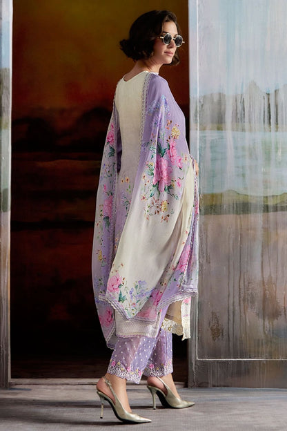 Purple Plus Size Embroidered Pure Muslin Salwar Kameez SFYS154905