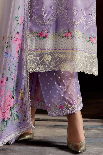 Purple Plus Size Embroidered Pure Muslin Salwar Kameez SFYS154905
