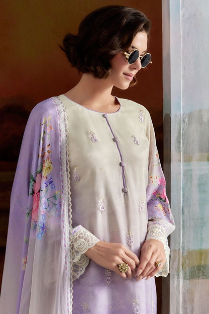 Purple Plus Size Embroidered Pure Muslin Salwar Kameez SFYS154905