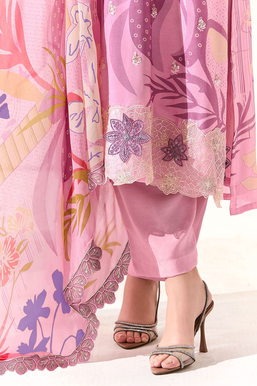 Pink Muslin Plus Size Salwar Kameez SFYS157405