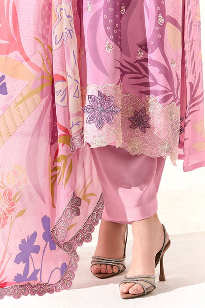 Pink Muslin Plus Size Salwar Kameez SFYS157405