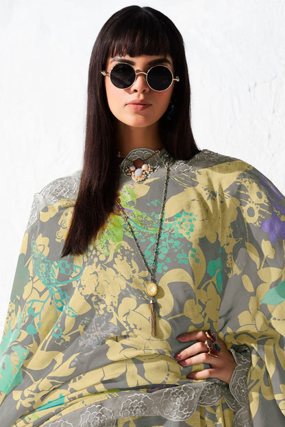 Grey Muslin Plus Size Salwar Kameez - SFYS156605