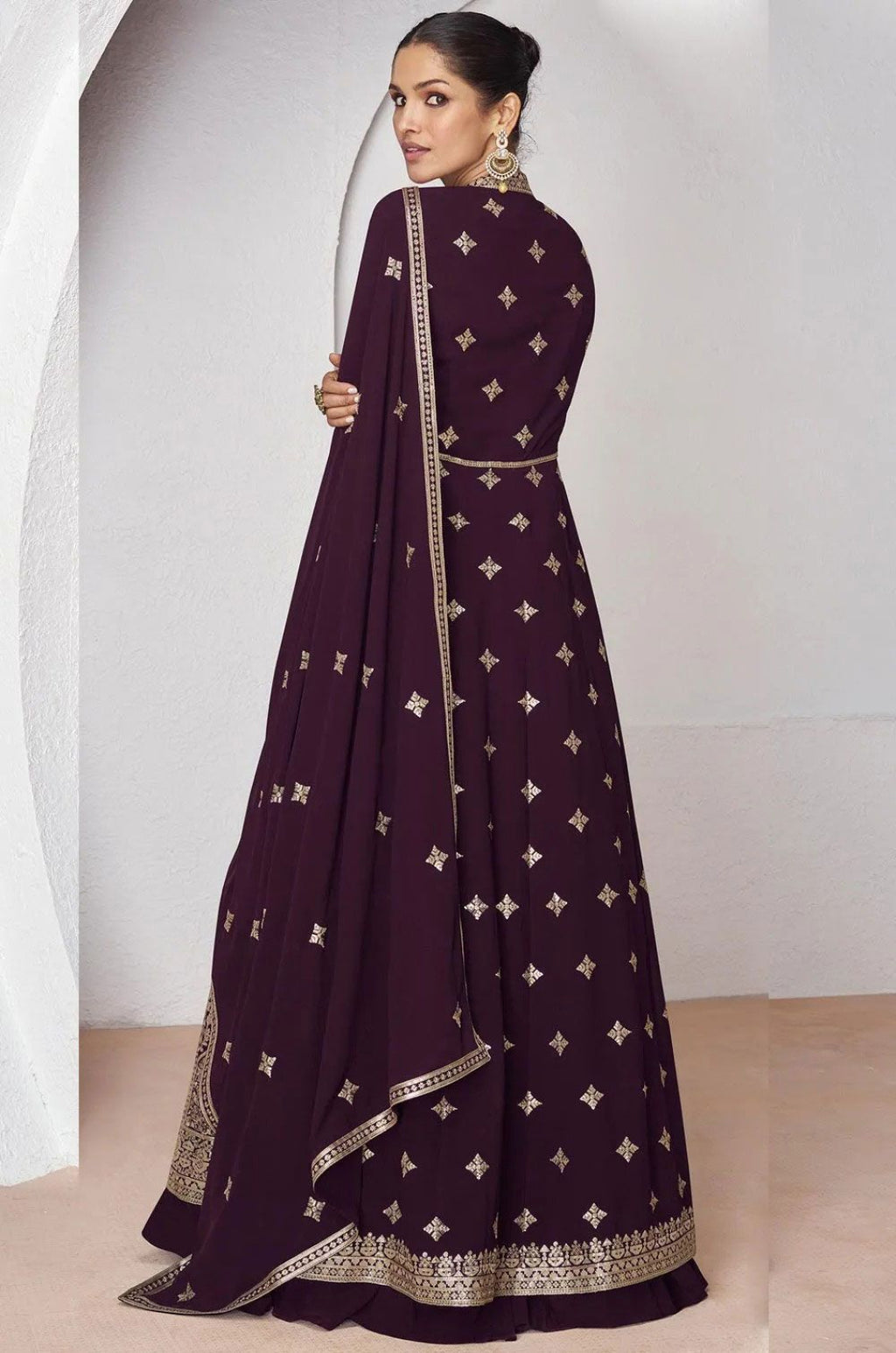 Burgundy Georgette Salwar Kameez - SFABC4803