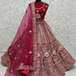 Hot Pink Heavy Indian Wedding Leheng Choli In Velvet SFANJ2190