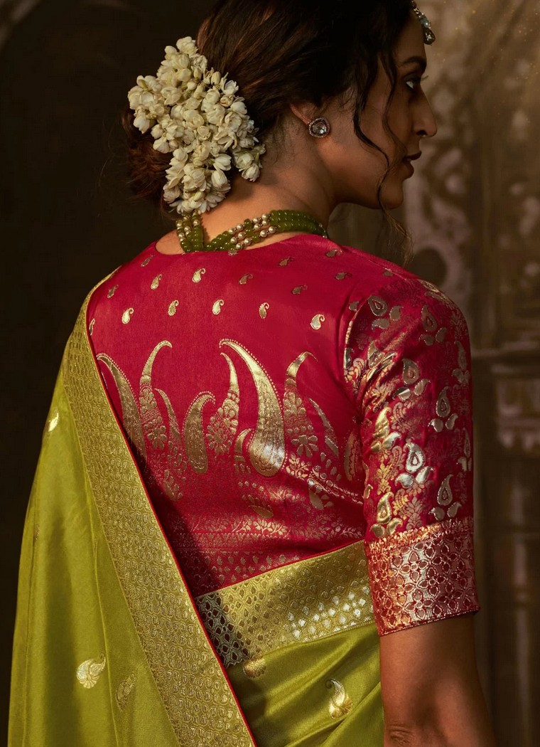 Buy Indian Wedding Green Silk Weaving Classic Saree SFSR271640