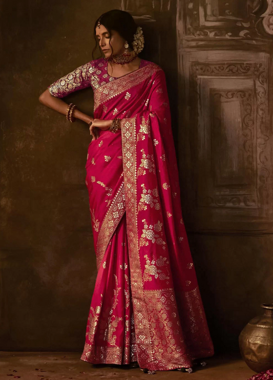 Pink Indian Wedding  Silk Weaving Classic Saree SFSR271649