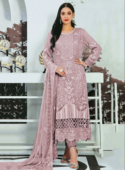 Pink Georgette Embroidered Work Pant Style Salwar Kameez SFZ143172