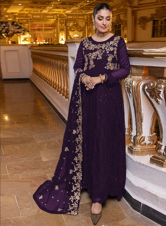 Purple Georgette Long Salwar Kameez Suit SFZ 143148