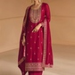 Red Silk Embroidered and Resham Work Palazzo Salwar Suit SFSR272673