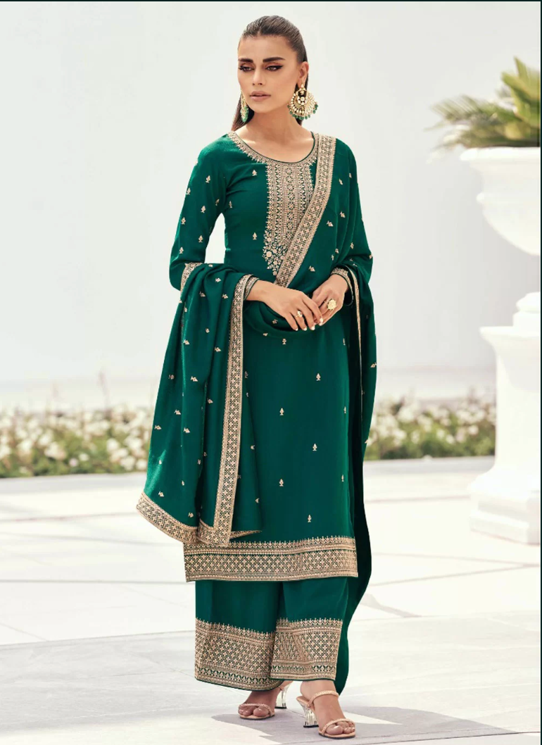 Celebrity Look Green Salwar Suit for Women, 3 Piece Suit Party Wear Suit,  Velvet Embroidery Sequence Work Dress, Punjabi Suit, Pakistani - Etsy