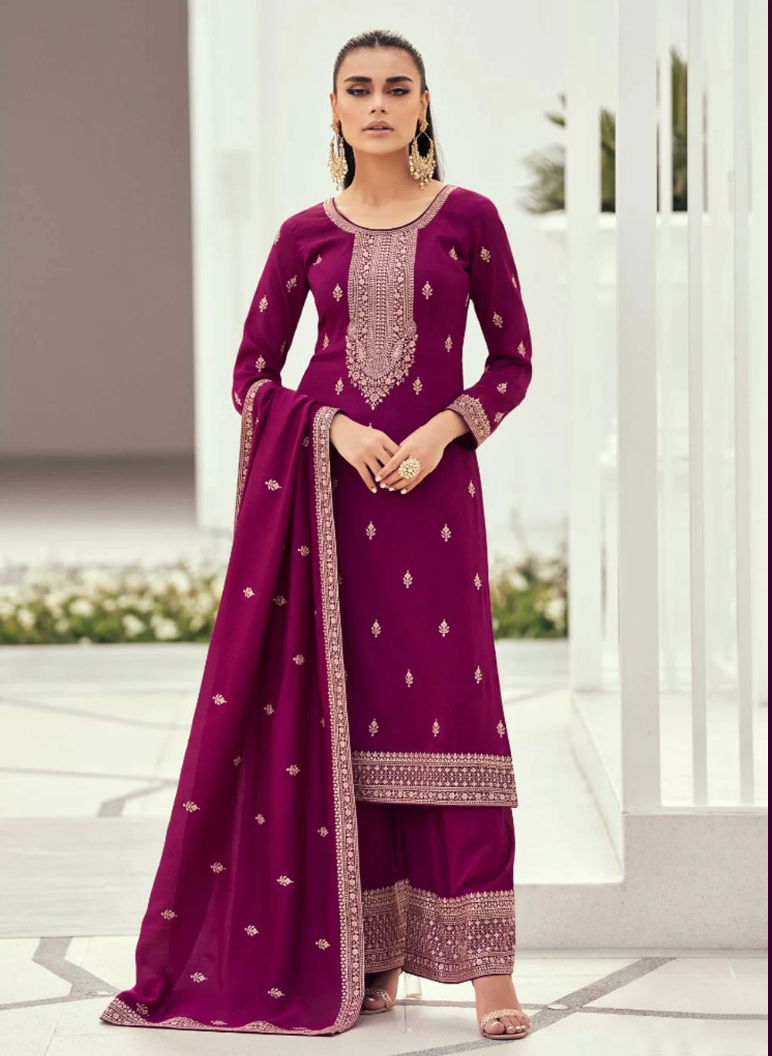 Shop Purple Zari Work Silk Festival Wear Salwar Suit with Dupatta From  Ethnic Plus