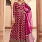 Pink Long Bridal Indian Pakistani Anarkali Silk Gown SFSR264135