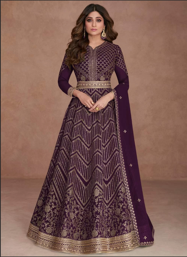 Purple Georgette Sangeet Designer Anarkali Suit SFFZ133150