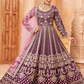 Purple Bridal Wedding Anarkali Gown In Silk SFFZ133176