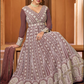 Mocha Brown Georgette Bridal Designer Anarkali Gown SFFZ132383