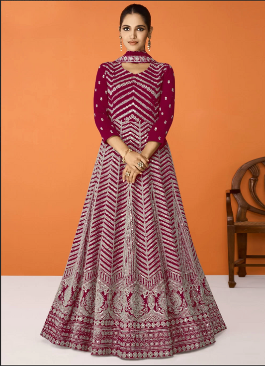 Pink Georgette Wedding Designer Anarkali Gown SFFZ132228