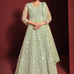 Green Georgette Wedding Designer Anarkali Gown SFFZ131991