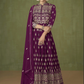 Purple Georgette Sangeet Designer Anarkali Gown SFFZ129782