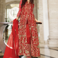 Red Bridal Net Sangeet Designer Anarkali Gown SFFZ126729