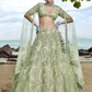 Green Wedding Reception Lehenga Choli Set In Net SFSR268801