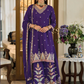 Purple Readymade Wedding Sangeet Palazzo Suit In Chinon SFSR278678