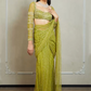 Green Wedding Sangeet Saree In Net For Ceremonial SRSF280381