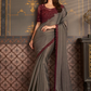 Grey Wedding Sangeet Saree In Silk For Ceremonial SRSF280166