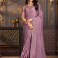 Purple Wedding Sangeet Saree In Chiffon For Ceremonial SRSF280157
