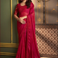 Red Wedding Sangeet Saree In Silk For Ceremonial SRSF280159