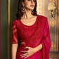 Red Wedding Sangeet Saree In Silk For Ceremonial SRSF280159