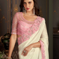 White Wedding Sangeet Saree In Silk For Ceremonial SRSF280160