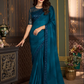 Teal Wedding Sangeet Saree In Silk For Ceremonial SRSF280167