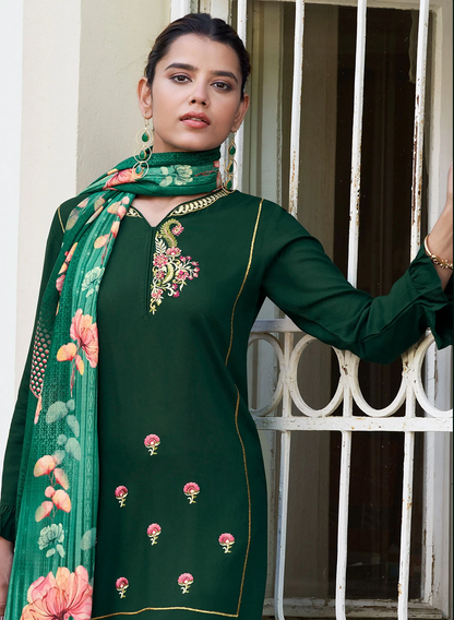 Plus Size Green  Digital Salwar Kameez Suit In Rayon SFSR229305