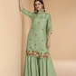 Green Wedding Sangeet Party Sharara Salwar Suit In Organza SFZ148642