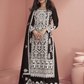 Black Dola Silk Wedding Designer Palazzo Suit SFZ148652