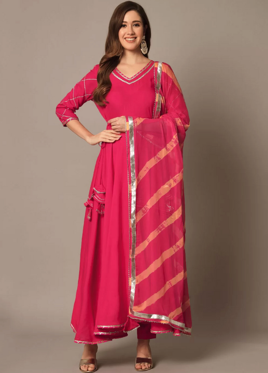 Pink  Muslin Rayon Readymade Salwar Suit SFSR273558