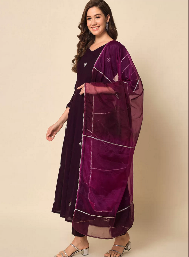 Purple Muslin Rayon Readymade Salwar Suit SFSR273417