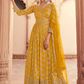 Yellow Silk Indian Pakistani Bridal Anarkali Gown Salwar Suit SFSR264134