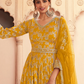 Yellow Silk Indian Pakistani Bridal Anarkali Gown Salwar Suit SFSR264134