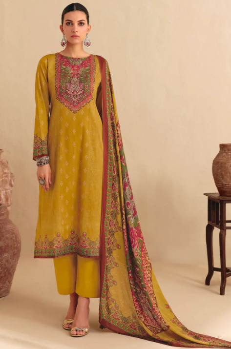 Yellow Digital Print Cotton Silk Pant Kameez SFSA555204