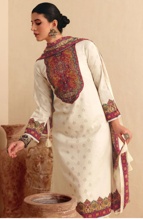 White Digital Print Cotton Silk Pant Kameez SFSA555205