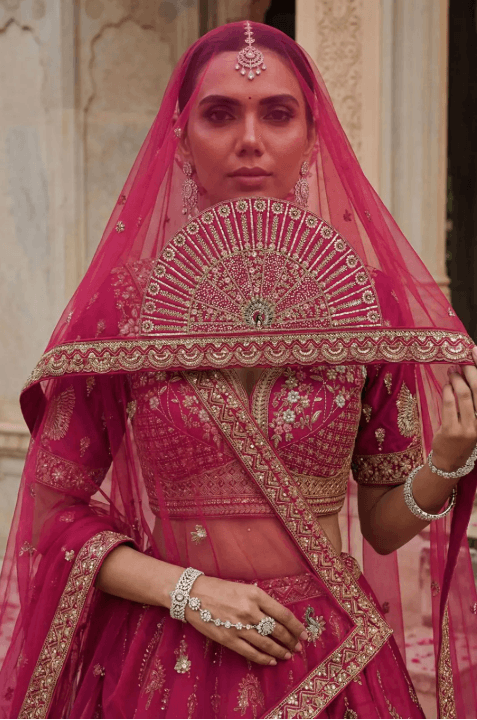 Pink Bridal Heavy Silk Lehenga Choli SFANJ3253