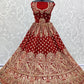 Velvet Red Traditional Royal Work Embroidery Bridal Lehenga SFANJ1895