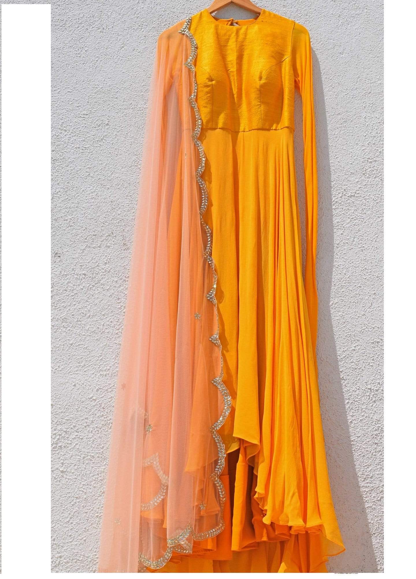 Yellow Haldi Long Gown Anarkali Gown Georgette SIN0977