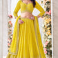 Yellow Pure Georgette Haldi Wedding Sangeet Lehenga Choli SFSMT27308