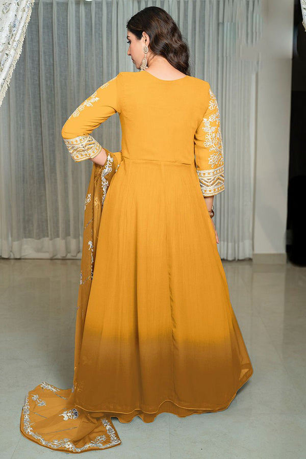 Yellow Georgette Readymade Anarkali Lehenga Suit  SFPRF260503R
