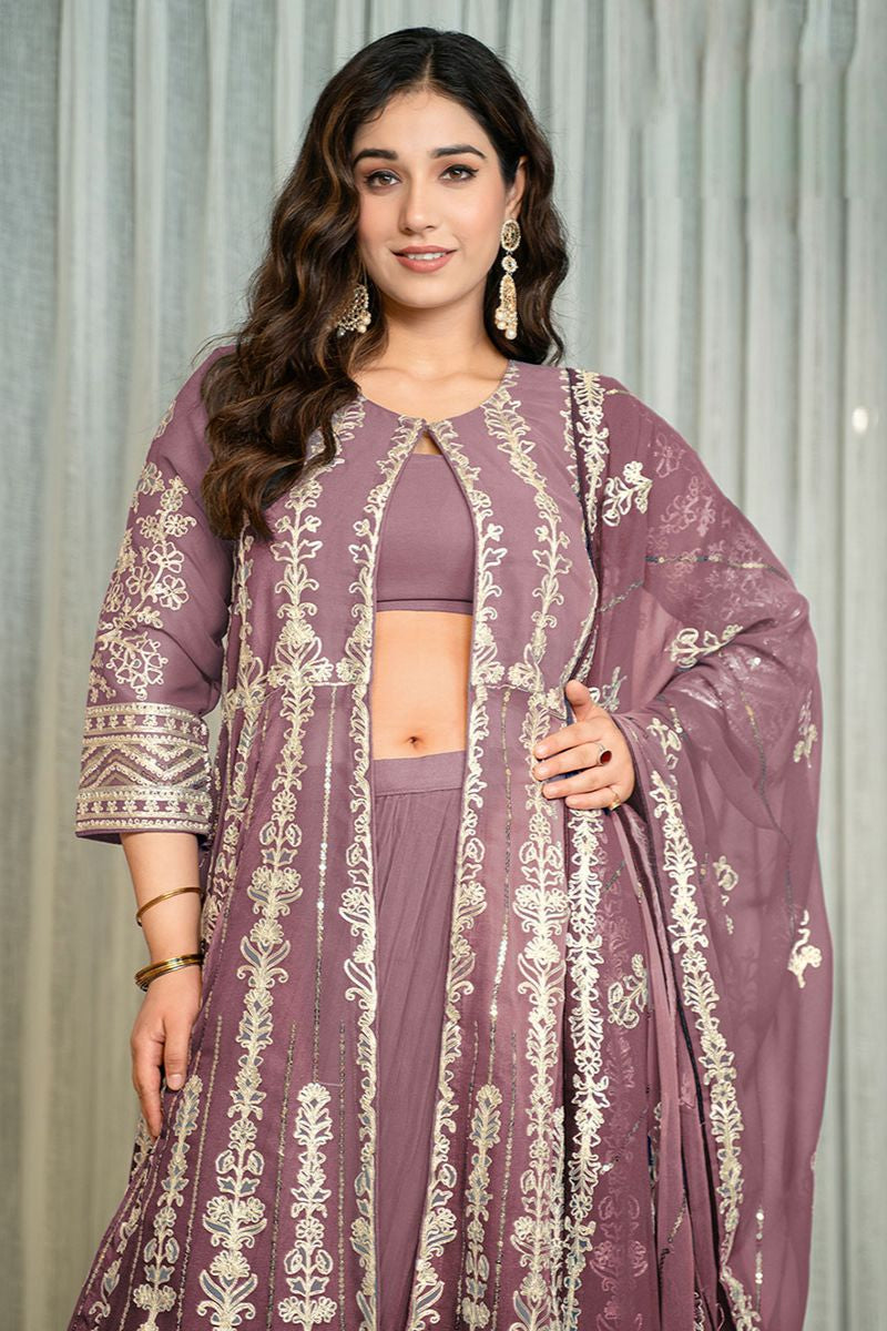 Pink Georgette Readymade Anarkali Lehenga Suit  SFPRF260504R