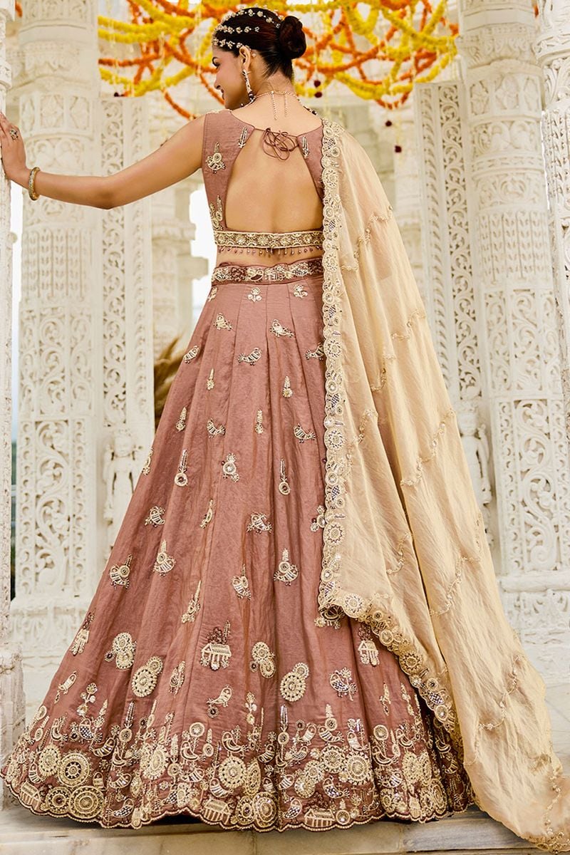 Brown Silk Wedding Party Lehenga Choli  SFPRF261503R